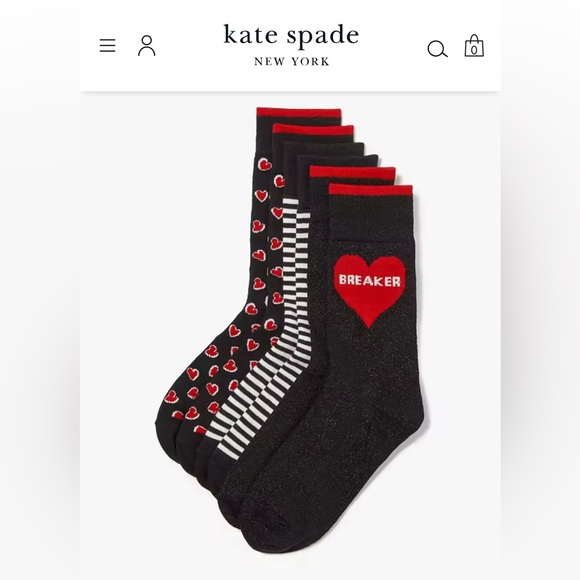 Kate Spade Hearts 3-Pack Crew Socks - Picture 7 of 10